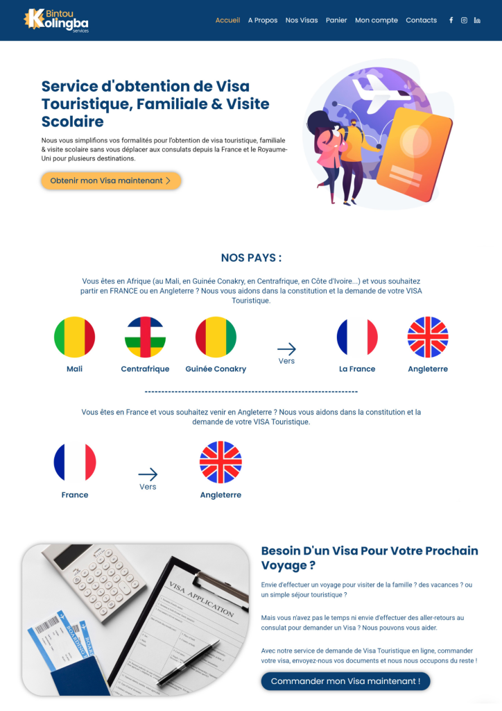 Site web pour un bureau de demande de Visa